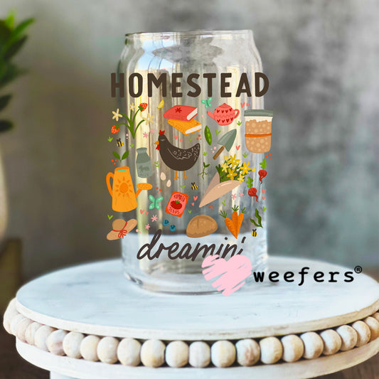 Homestead Dreams UV DTF Decal 16oz Libbey Glass Original Size Weefers