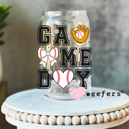 Game Day Baseball UV DTF Decal 16oz Libbey Glass Original Size Weefers