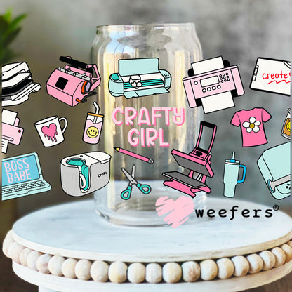 Crafty Girl UV DTF Cup Wrap 16oz Libbey Glass Original Size Weefers