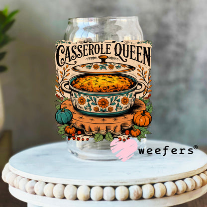 Casserole Queen UV DTF Decal 16oz Libbey Glass Original Size Weefers