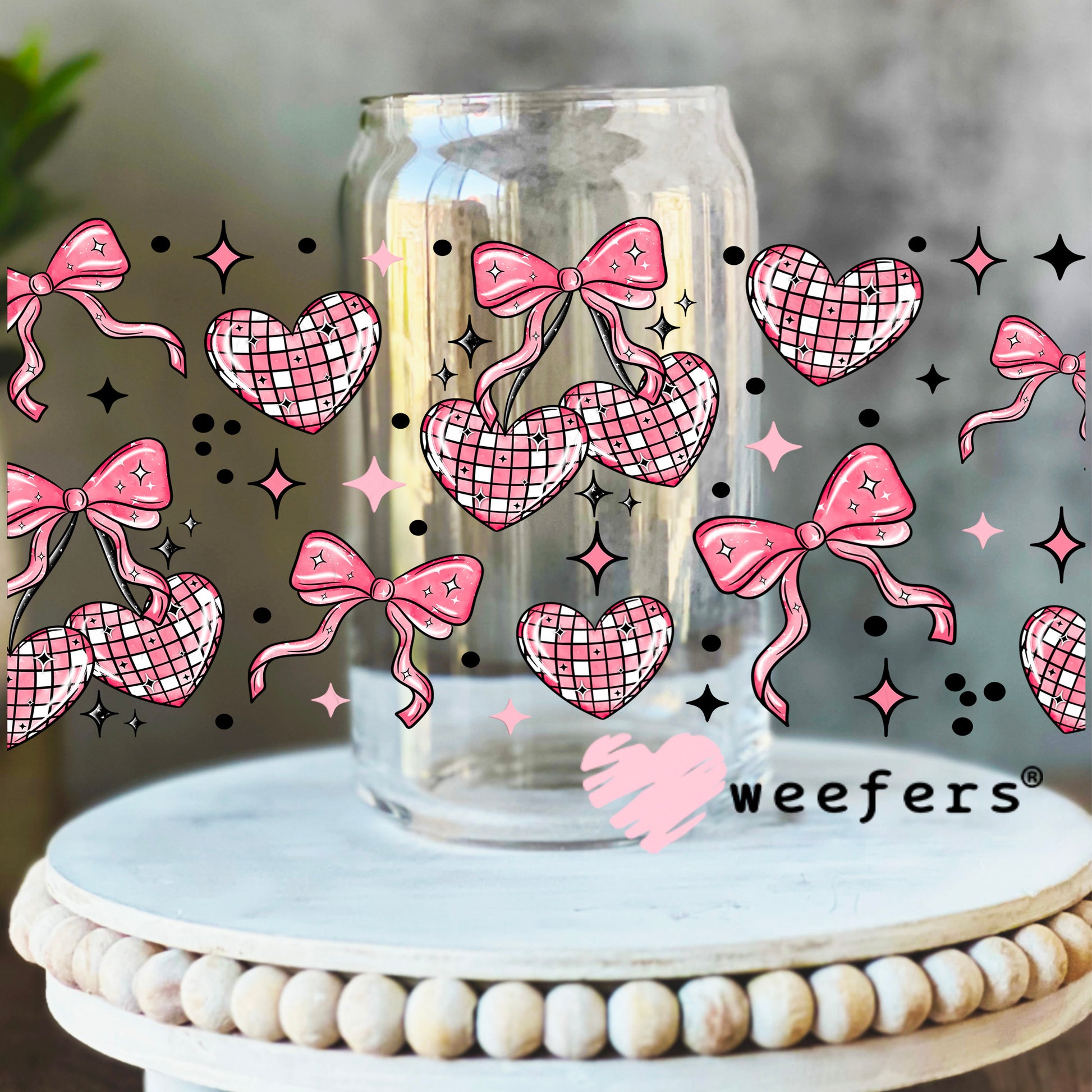 Cherry Disco Balls UV DTF Cup Wrap 16oz Libbey Glass Original Size Weefers