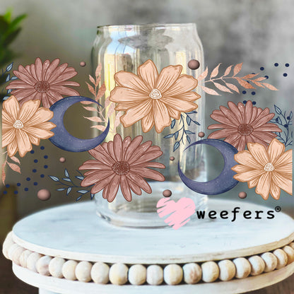 Moon Florals UV DTF Cup Wrap 16oz Libbey Glass Original Size Weefers
