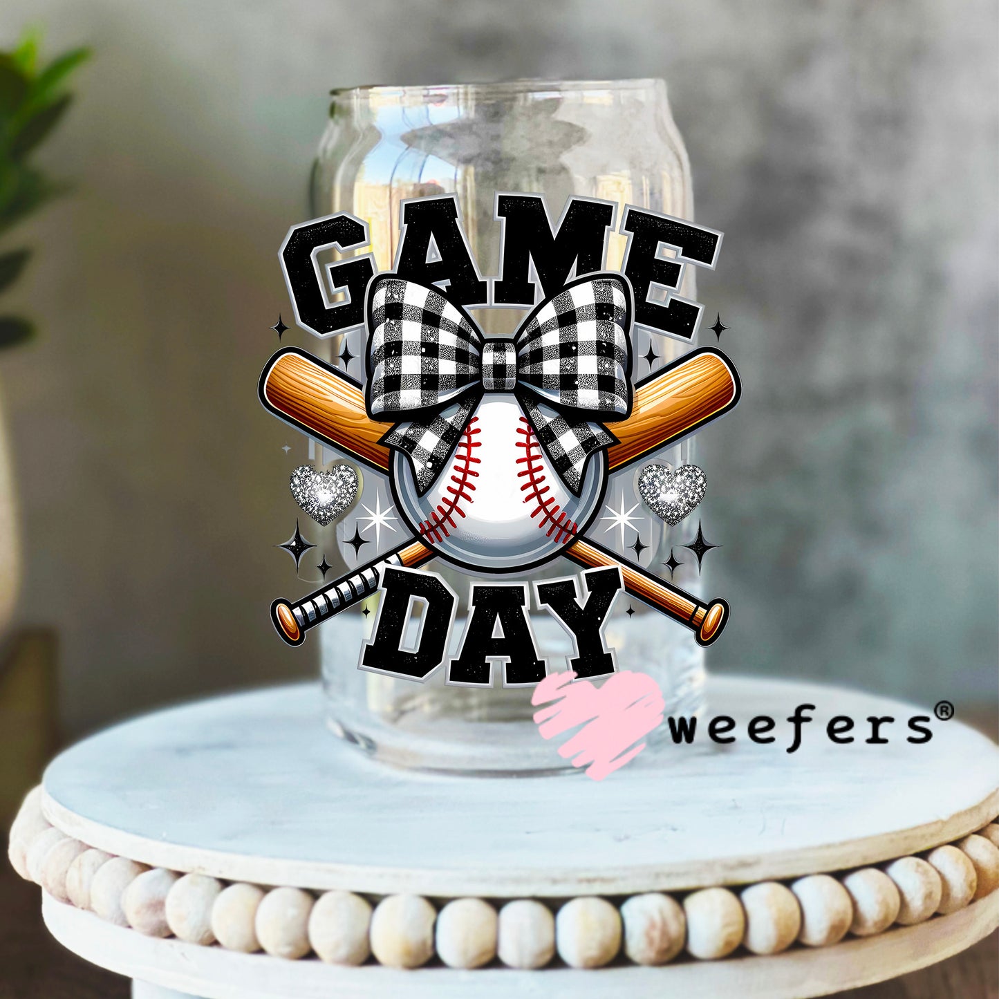 Game Day Baseball UV DTF Decal 16oz Libbey Glass Original Size Weefers
