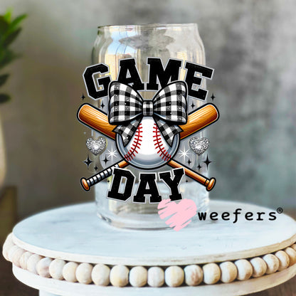 Game Day Baseball UV DTF Decal 16oz Libbey Glass Original Size Weefers