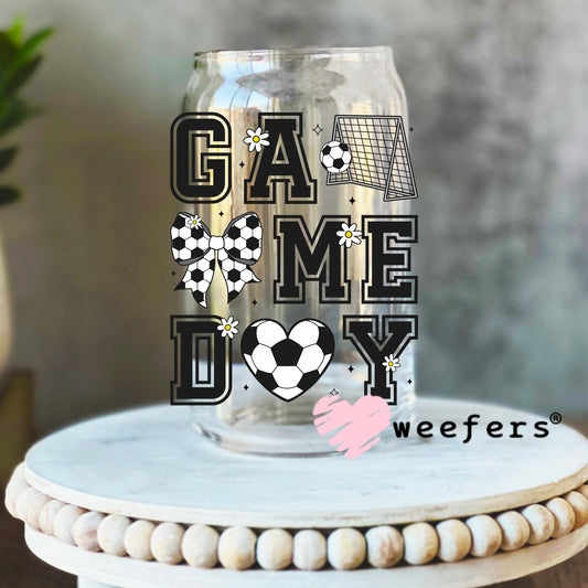 Coquette Game Day Soccer UV DTF Decal 16oz Libbey Glass Original Size Weefers
