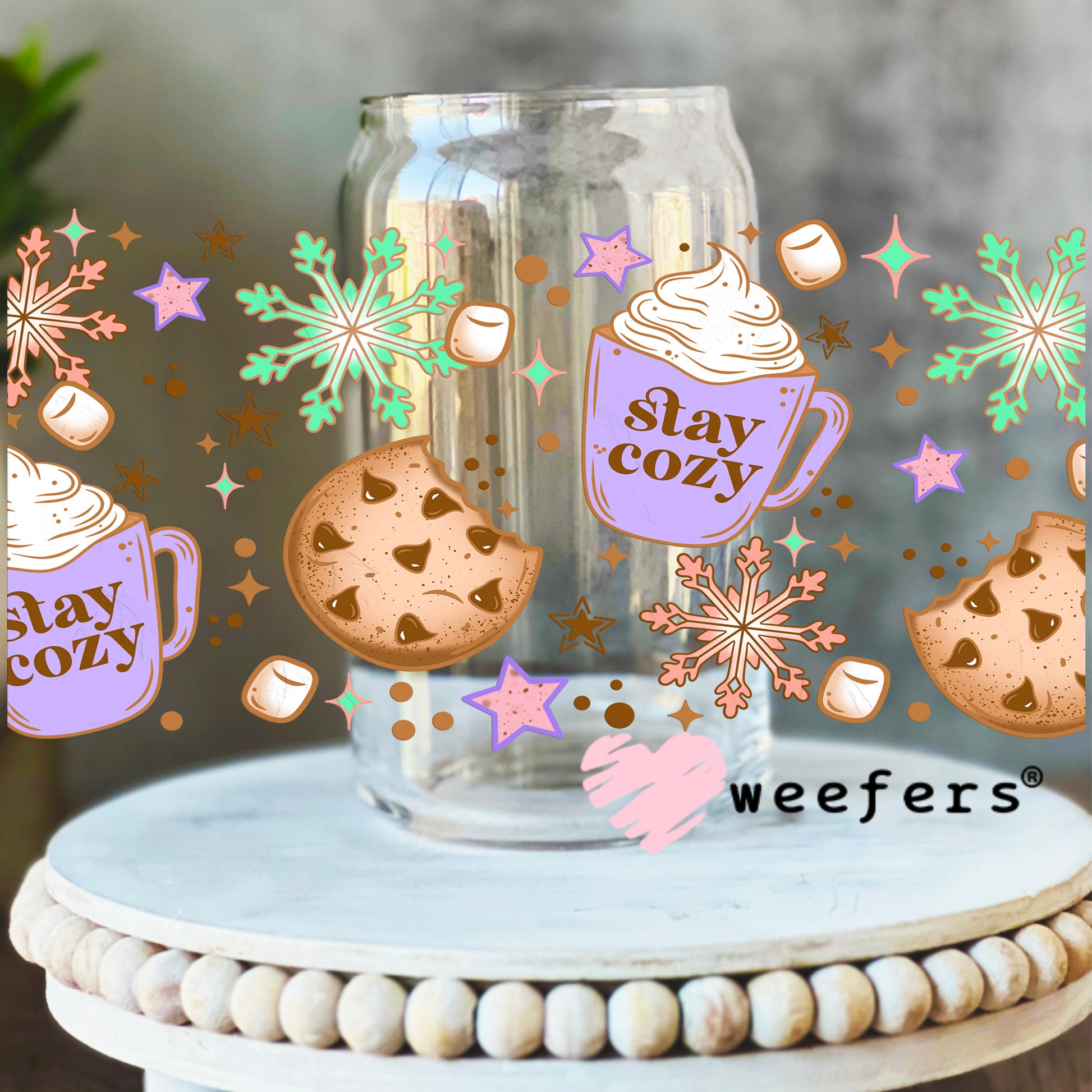 Slay Cozy UV DTF Cup Wrap 16oz Libbey Glass Original Size Weefers