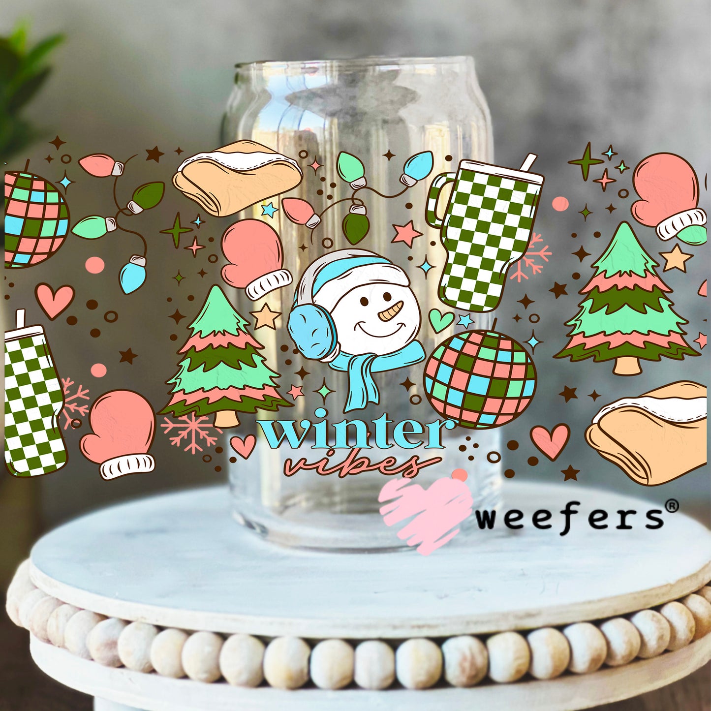 Favorite Winter Things UV DTF Cup Wrap 16oz Libbey Glass Original Size Weefers