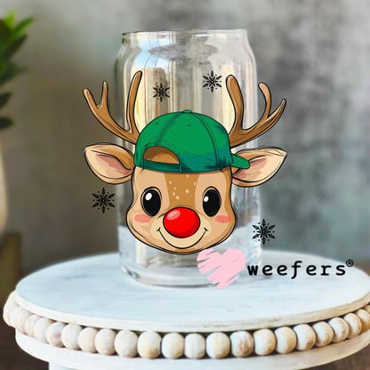 Reindeer Boy Cutie UV DTF Decal 16oz Libbey Glass Original Size Weefers