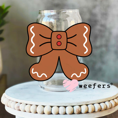 Gingerbread Coquette Bow UV DTF Decal 16oz Libbey Glass Original Size Weefers