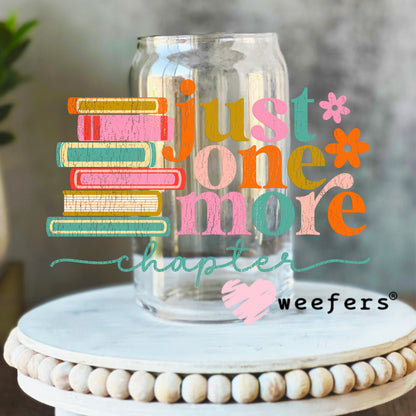 Just One More Chapter UV DTF Decal 16oz Libbey Glass Original Size Weefers