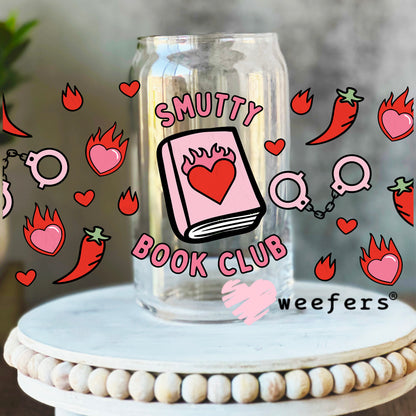 Smutty Book Club DTF Cup Wrap 16oz Libbey Glass Original Size Weefers