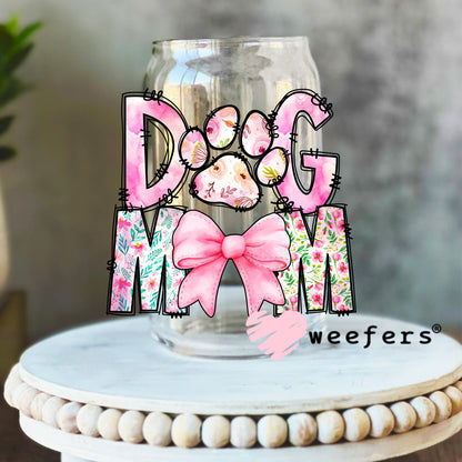 Dog Mom Paw Coquette UV DTF Decal 16oz Libbey Glass Original Size Weefers