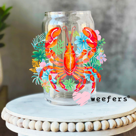 Preppy Lobster UV DTF Decal 16oz Libbey Glass Original Size Weefers