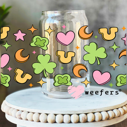 Lucky St Patrick's UV DTF Cup Wrap 16oz Libbey Glass Original Size Weefers