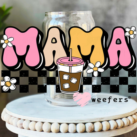 Mama Coffee UV DTF Decal 16oz Libbey Glass Original Size Weefers