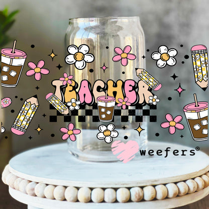 Teacher Coffee UV DTF Cup Wrap 16oz Libbey Glass Original Size Weefers