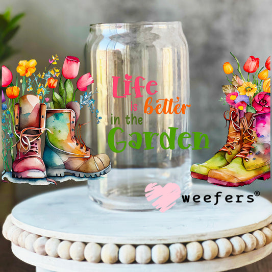Life is Better in the Garden UV DTF Cup Wrap 16oz Libbey Glass Original Size Weefers