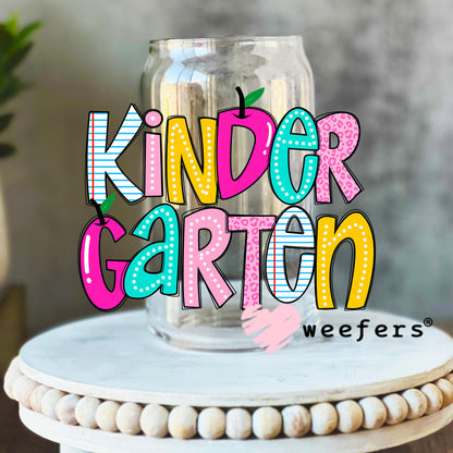 Colorful Kindergarten UV DTF Decal 16oz Libbey Glass Original Size Weefers