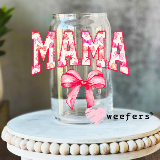 Mama Coquette Pink UV DTF Decal 16oz Libbey Glass Original Size Weefers