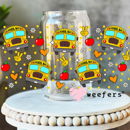 Bus Driver Apples UV DTF Cup Wrap 16oz Libbey Glass Original Size Weefers