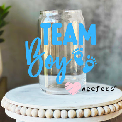 DIY Team Boy Gender Reveal UV DTF Decal 16oz Libbey Glass Original Size Weefers