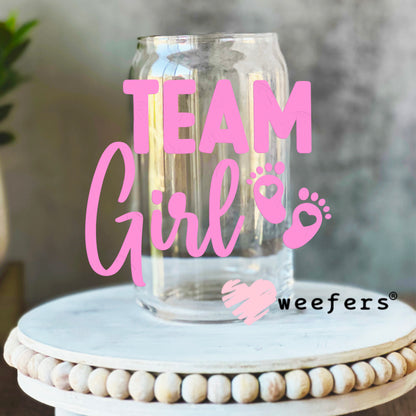 DIY Team Girl Gender Reveal UV DTF Decal 16oz Libbey Glass Original Size Weefers