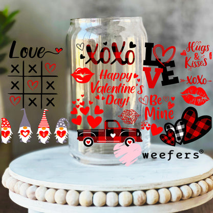 Valentine Love Quotes UV DTF Cup Wrap 16oz Libbey Glass Original Size Weefers