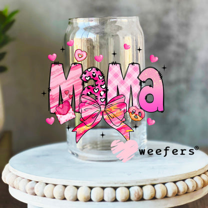 Mama Valentine Coquette UV DTF Decal 16oz Libbey Glass Original Size Weefers