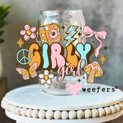 Girly Girl Peace Signs UV DTF Decal 16oz Libbey Glass Original Size Weefers