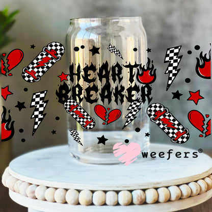 Heartbreaker Skateboard UV DTF Cup Wrap 16oz Libbey Glass Original Size Weefers