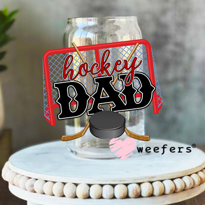 Hockey Dad UV DTF Decal 16oz Libbey Glass Original Size Weefers