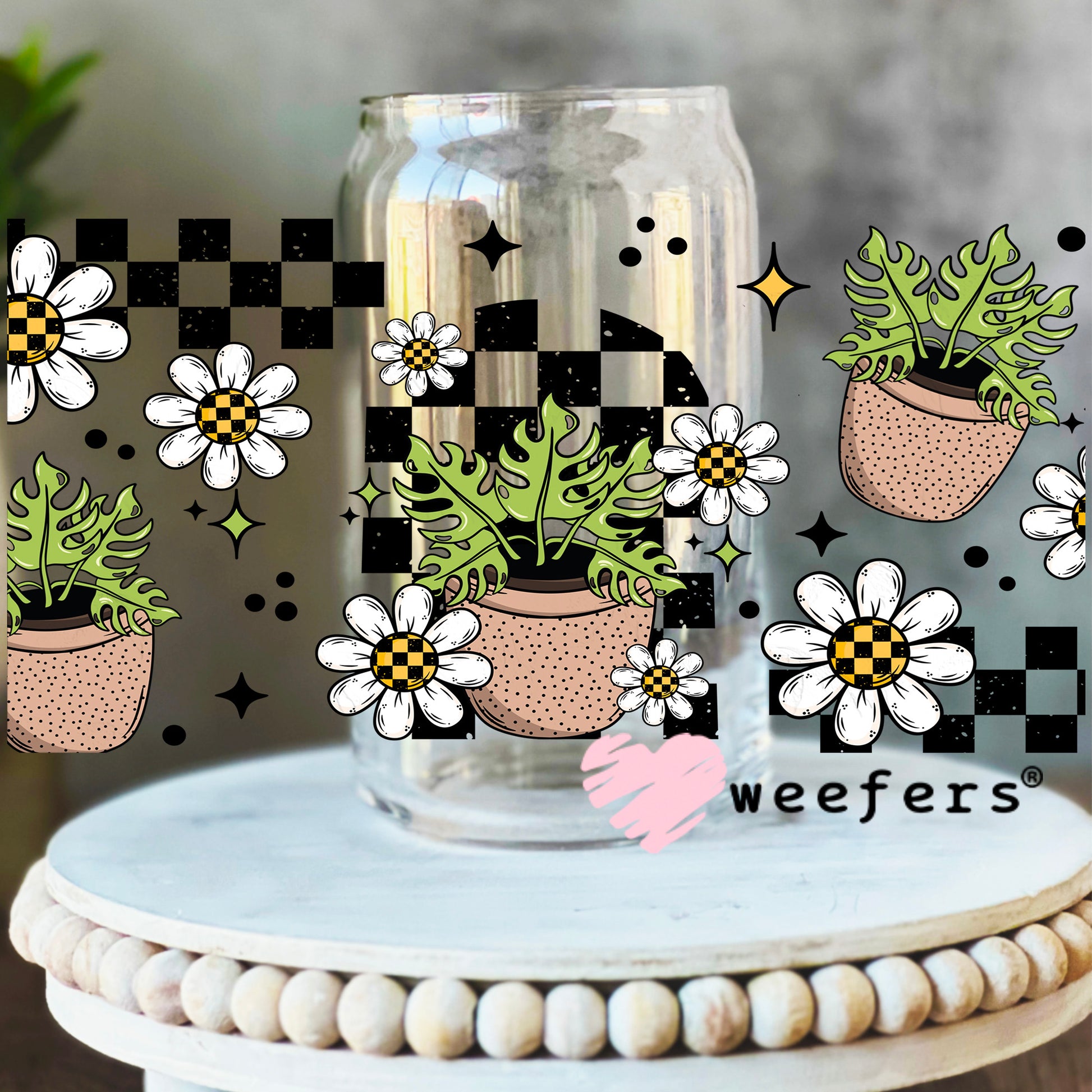 Plant Lady Vibes UV DTF Cup Wrap 16oz Libbey Glass Original Size Weefers