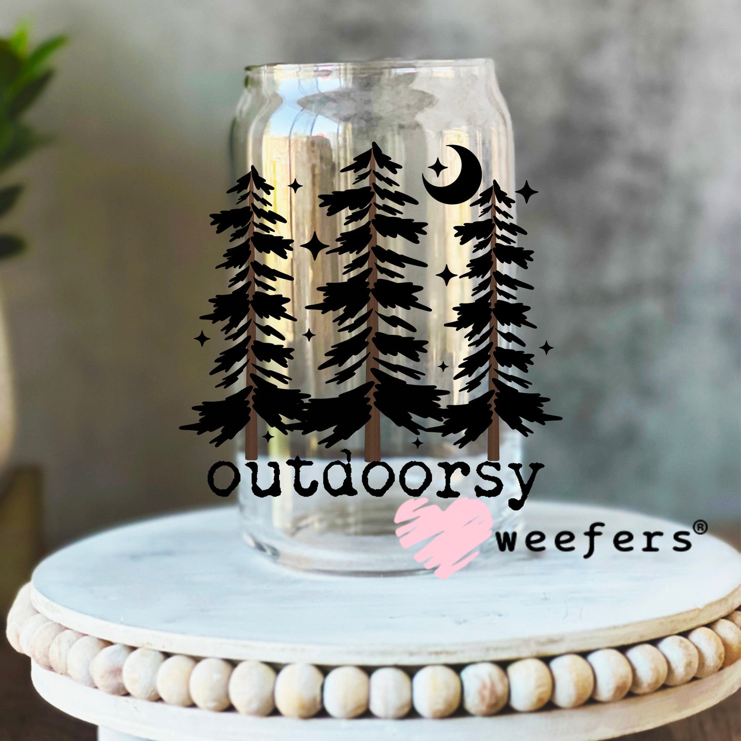 Outdoorsy UV DTF Decal 16oz Libbey Glass Original Size Weefers