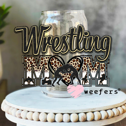 Wrestling Mom UV DTF Decal 16oz Libbey Glass Original Size Weefers