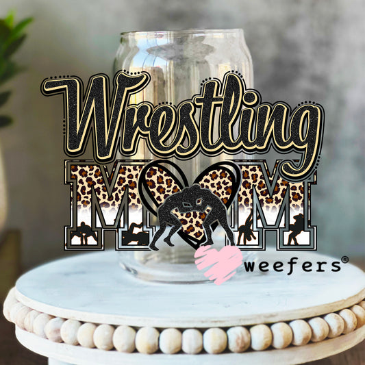Wrestling Mom UV DTF Decal 16oz Libbey Glass Original Size Weefers