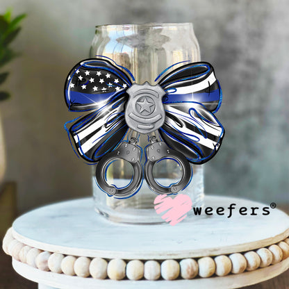 Police Office Coquette Bow UV DTF Decal 16oz Libbey Glass Original Size Weefers