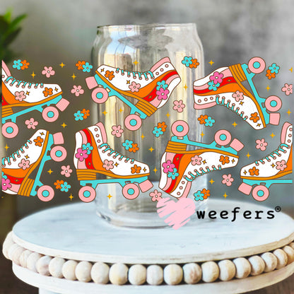 Disco Roller Skates UV DTF Cup Wrap 16oz Libbey Glass Original Size Weefers