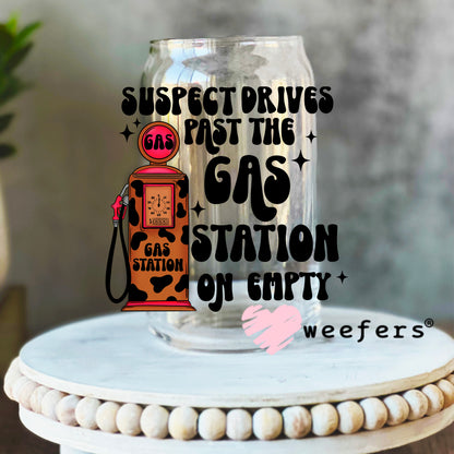 Suspect Past the Gas Station on Empty UV DTF Decal 16oz Libbey Glass Original Size Weefers