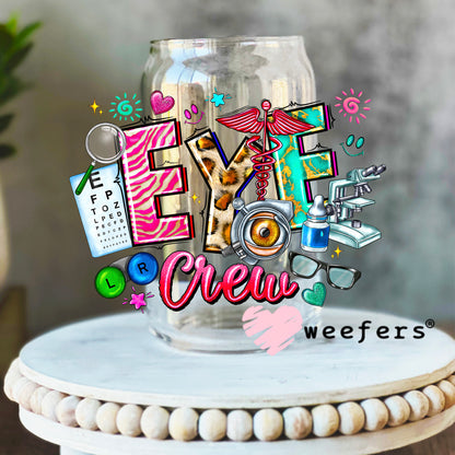 Eye Crew Optometry UV DTF Decal 16oz Libbey Glass Original Size Weefers