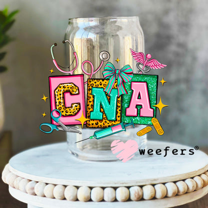 CNA Teal and Pink UV DTF Decal 16oz Libbey Glass Original Size Weefers
