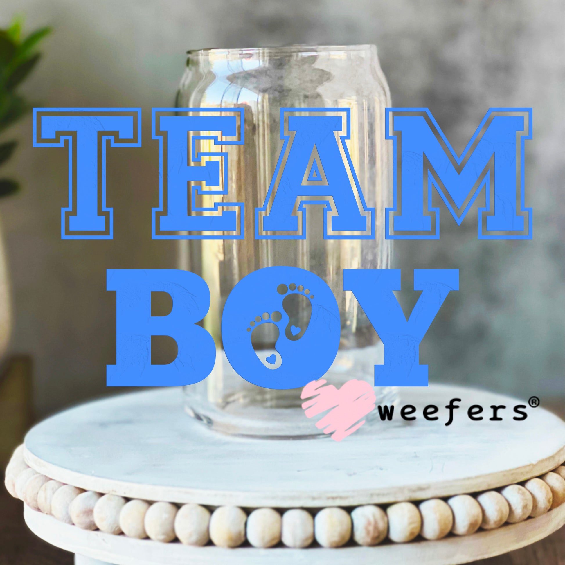 DIY Team Boy Baby Shower Gender Reveal UV DTF Decal 16oz Libbey Glass Original Size Weefers