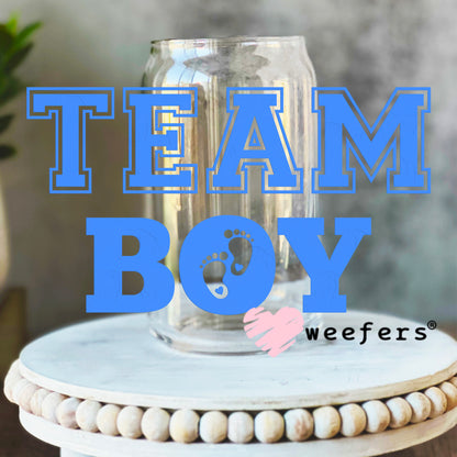 DIY Team Boy Baby Shower Gender Reveal UV DTF Decal 16oz Libbey Glass Original Size Weefers
