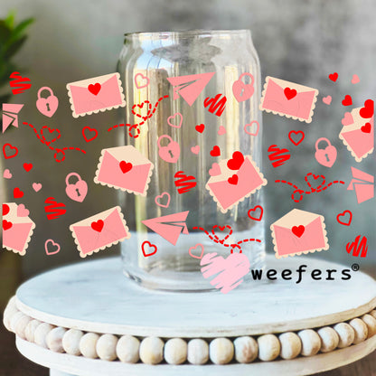 Love Letters UV DTF Cup Wrap 16oz Libbey Glass Original Size Weefers