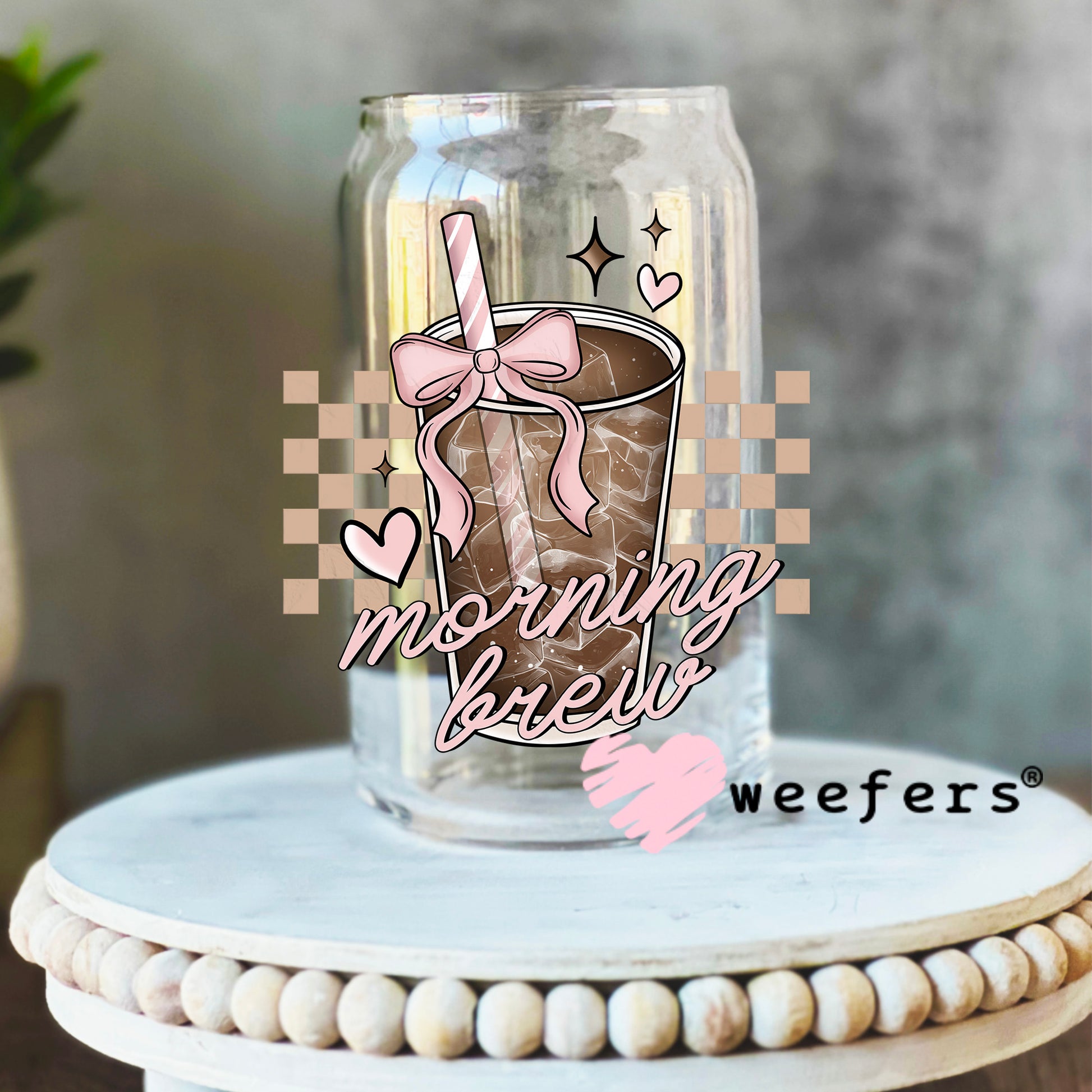 Morning Brew UV DTF Decal 16oz Libbey Glass Original Size Weefers