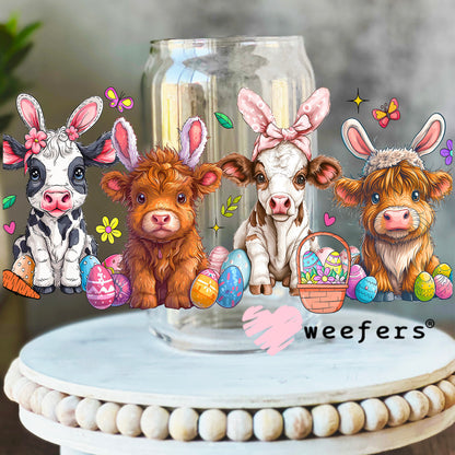 Easter Cow Friends UV DTF Cup Wrap 16oz Libbey Glass Original Size Weefers