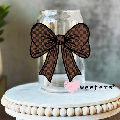 Luxury LV Bow UV DTF Decal 16oz Libbey Glass Original Size Weefers