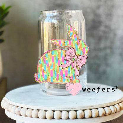 Easter Bunny Pastels Pink Bow UV DTF Decal 16oz Libbey Glass Original Size Weefers