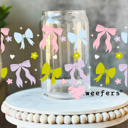 Pastel Coquette Bows UV DTF Cup Wrap 16oz Libbey Glass Original Size Weefers