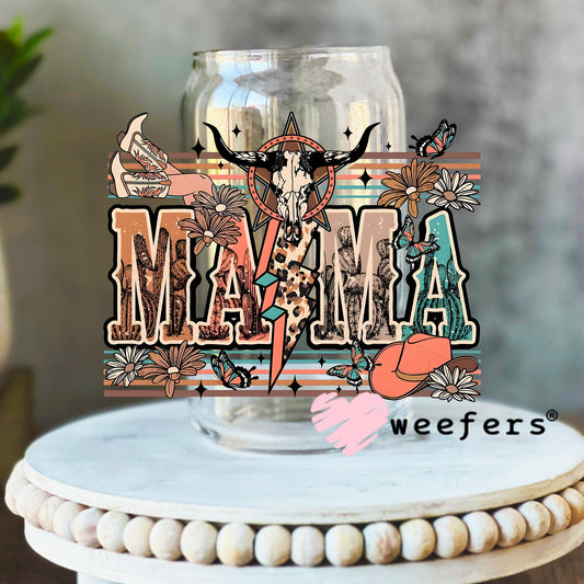 Aztec Mama UV DTF Decal 16oz Libbey Glass Original Size Weefers