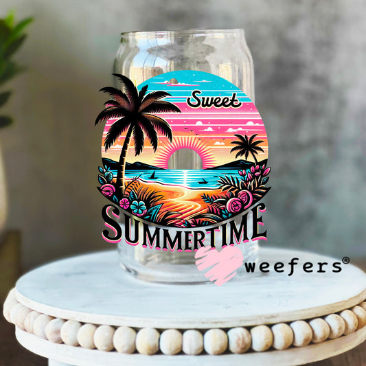 Sweet Summertime Sunset UV DTF Decal 16oz Libbey Glass Original Size Weefers